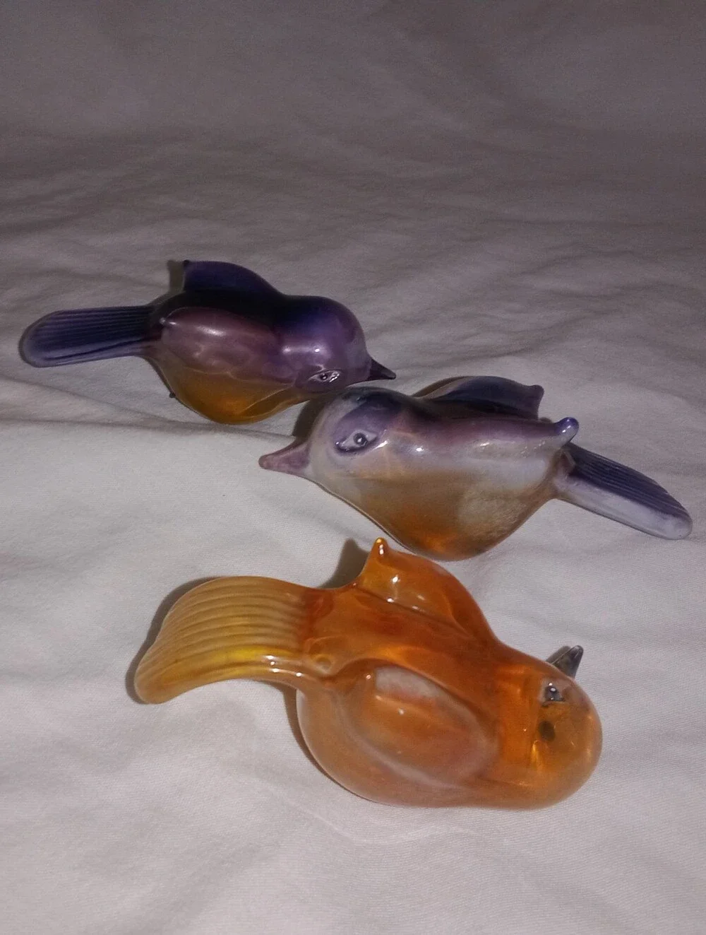Vintage Glass Birds Crafting Decor Gnome Town Collectible Set Of 3